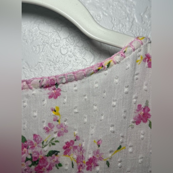 Loveshackfancy Smocked Keelin Floral White/Magenta Mini Women Dress Size M - Picture 14 of 15